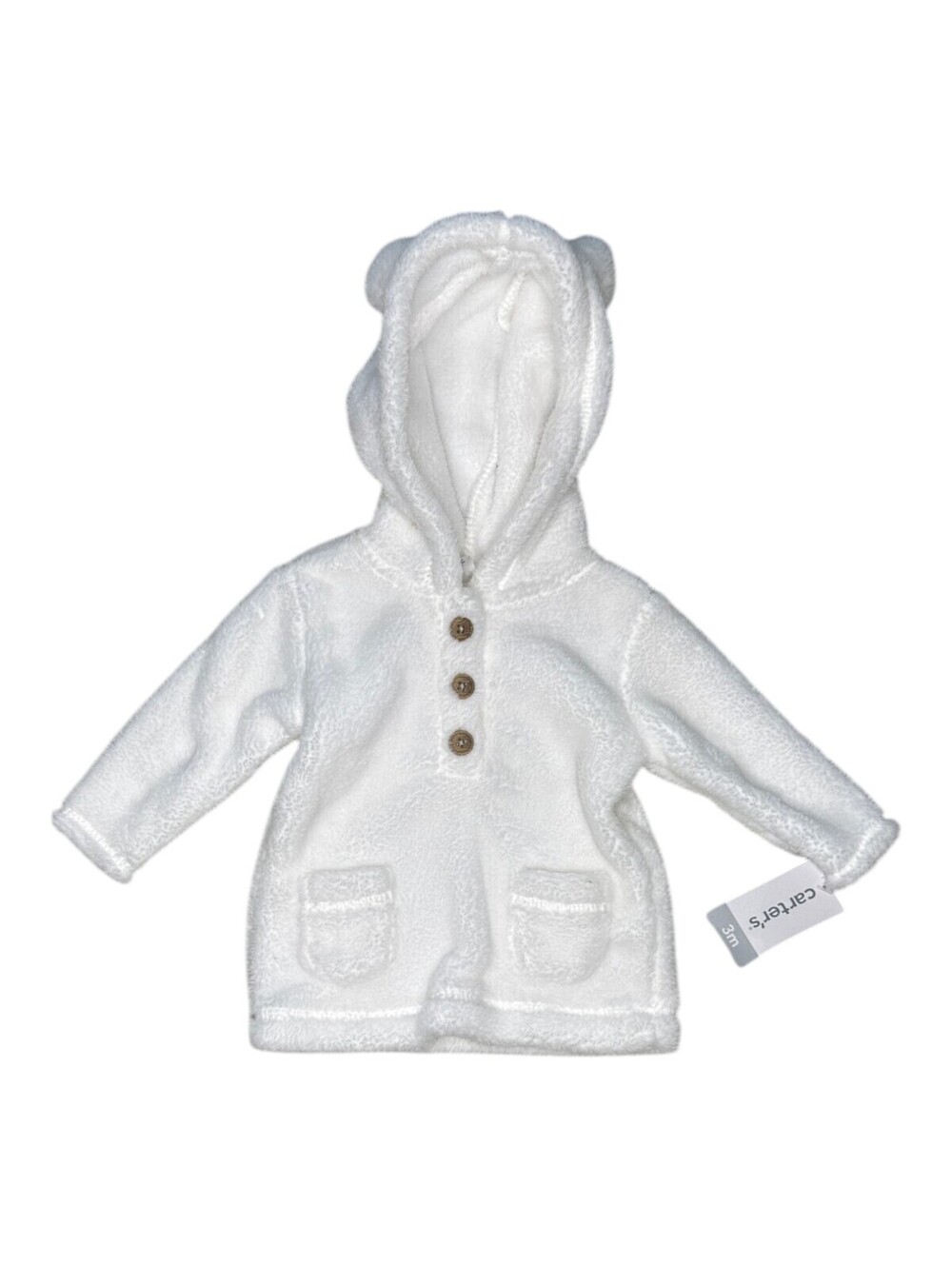 Carter's NWT White Fleece Hoodie with Bear Ears for 3 Months